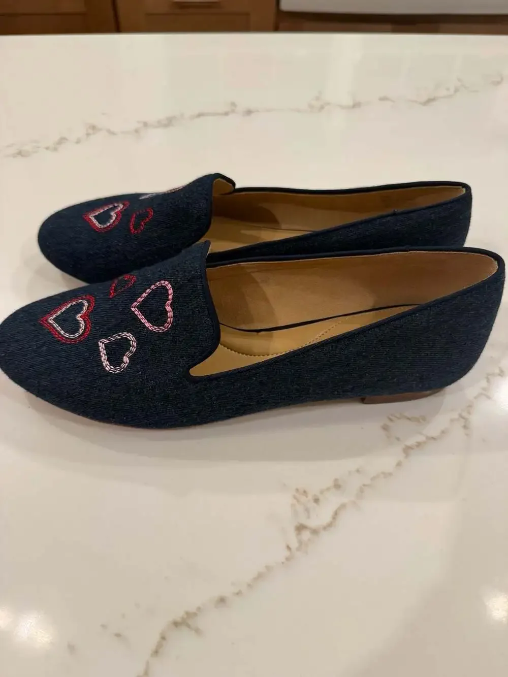 Talbots Ryan Embroidered Heart Denim Loafers